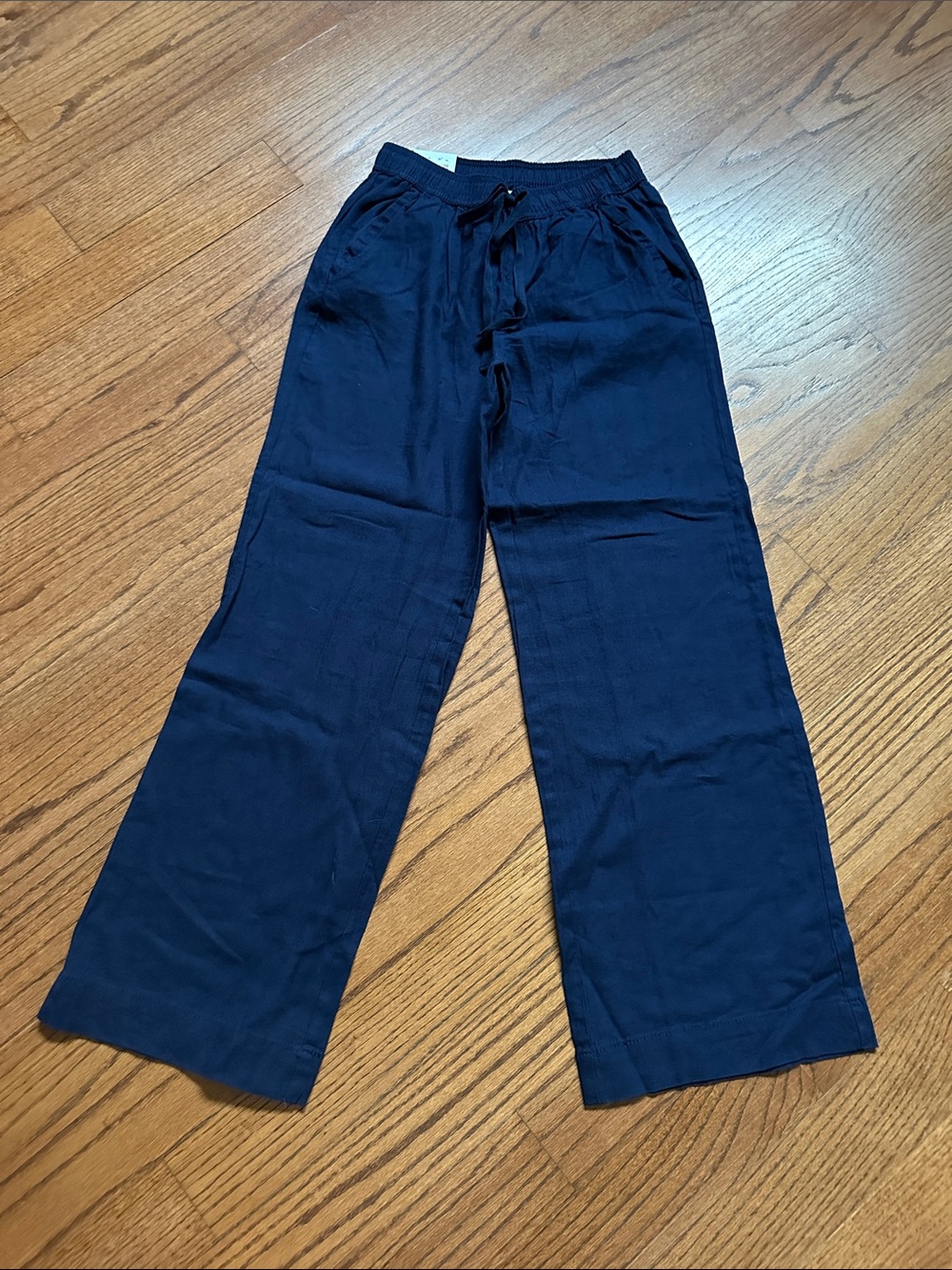 Briggs New York Navy Elastic Waist Wide-Leg Pants